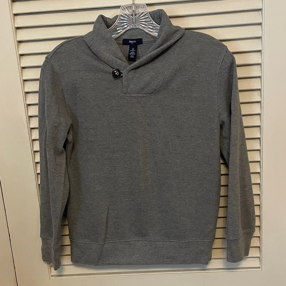 GAP Men's Gray Zip-Up Hoodie with Button Neck